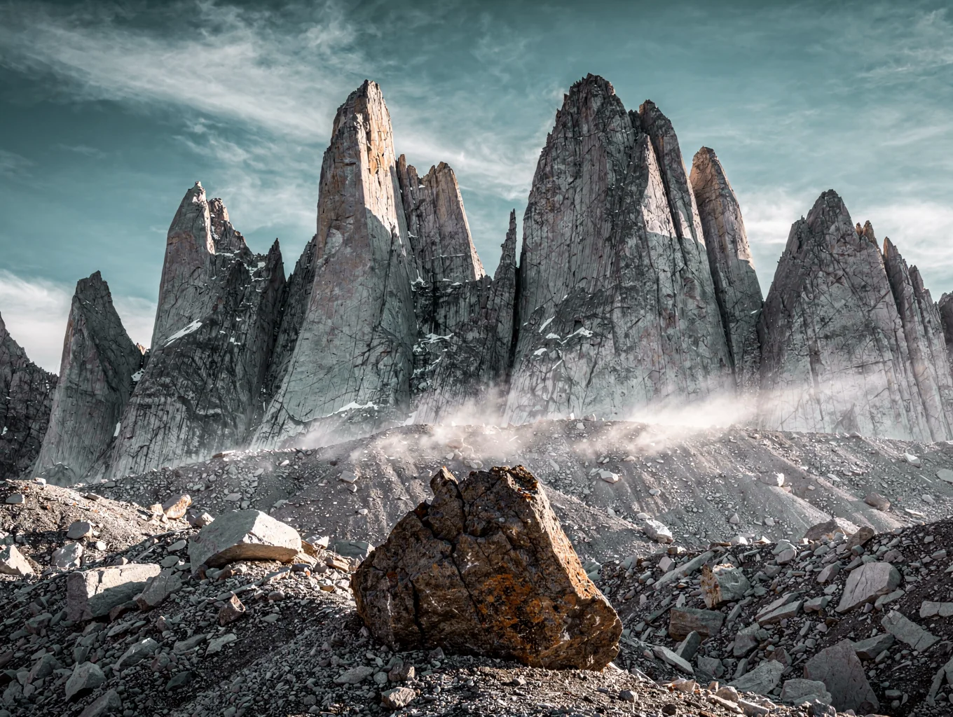 Jagged granite spires in Chilean Patagonia